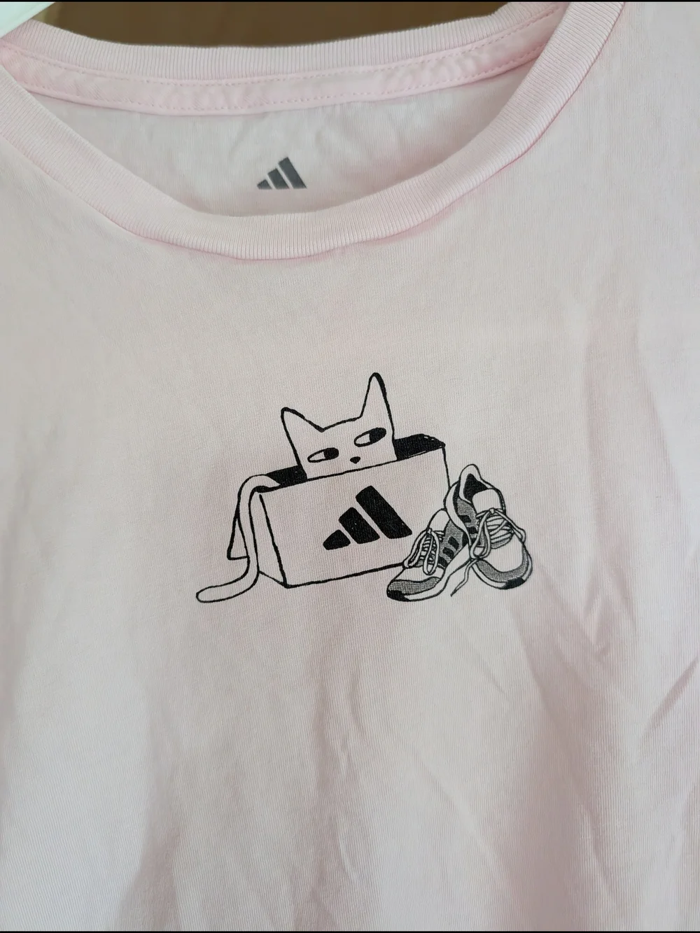 adidas Girls Light Pink Cat & Sneaker Graphic Tee
